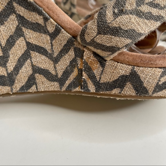 Toms sienna wedge sandal chevron burlap tan black - Picture 8 of 13